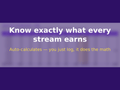 Know exactly what every stream earns — auto-calculating income dashboard preview